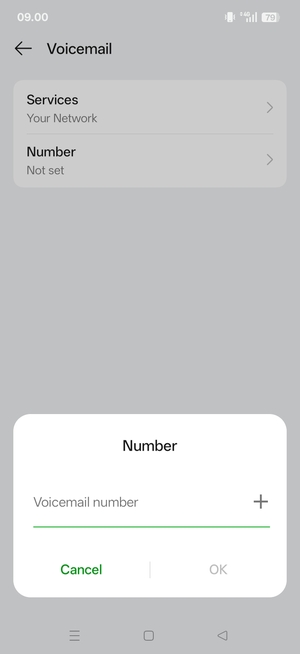 Enter the Voicemail number and select OK