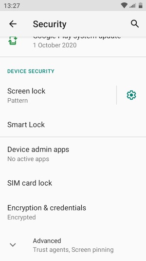 To change the PIN for the SIM card, scroll to and select Advanced