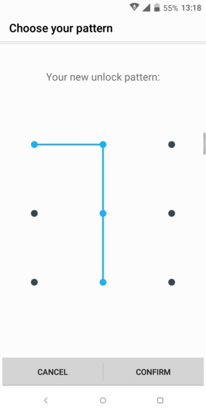 Draw the unlock pattern again and select CONFIRM