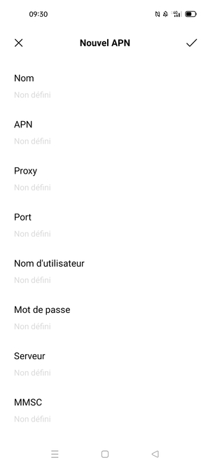 Saisissez les informations Internet