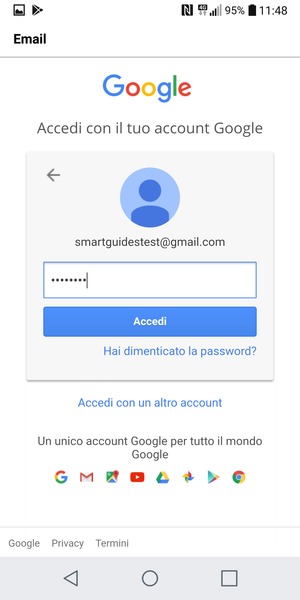 Inserisci la tua password e seleziona Accedi
