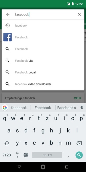 Geben Sie den Namen der App ein und wählen Sie Suchen