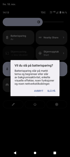 Velg SLÅ PÅ