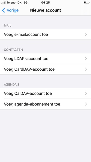 Selecteer Voeg CardDAV-account toe