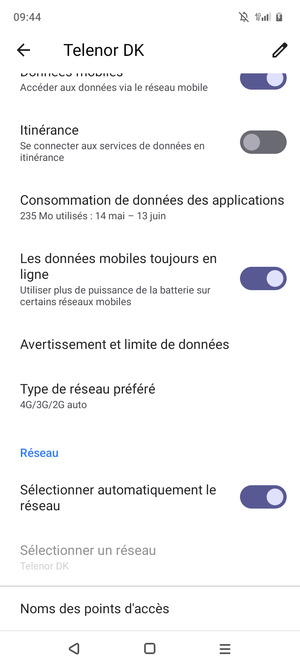Faites défiler et sélectionnez Type de réseau préféré
