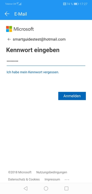 Geben Sie Ihre Hotmail Passwort ein und wählen Sie Anmelden