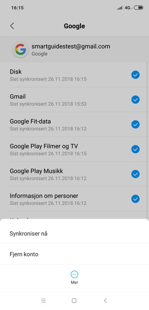 Velg Synkroniser nå