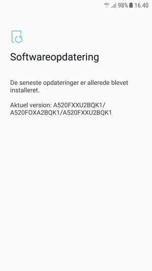 Hvis din telefon er opdateret, vil du se følgende skærmbillede