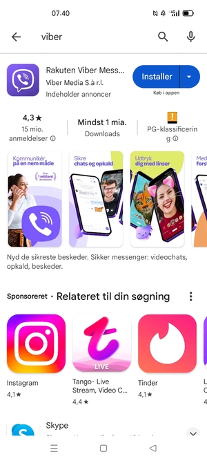Vælg appen