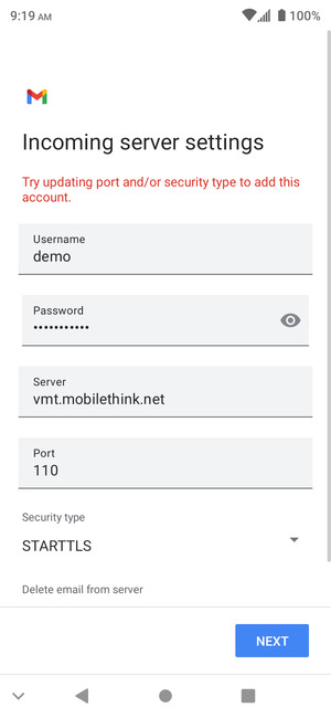 Select Security type