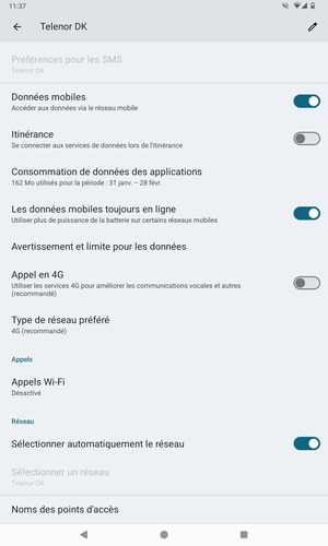 Faites défiler et sélectionnez Noms des points d'accès