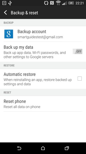 Select Backup account