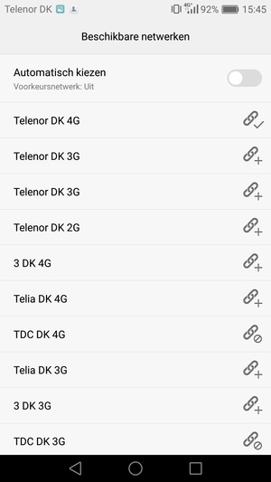Selecteer een netwerkoperator uit de lijst
