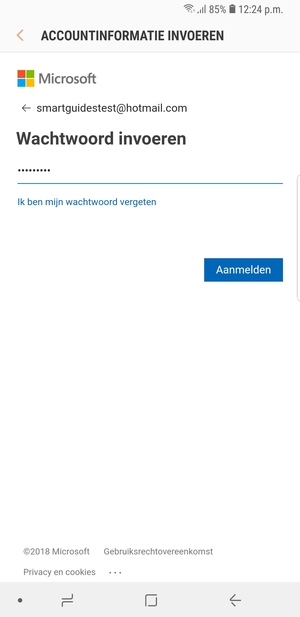 Voer uw wachtwoord in en selecteer Aanmelden 