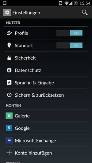 Scrollen Sie und wählen Sie Sicherheit