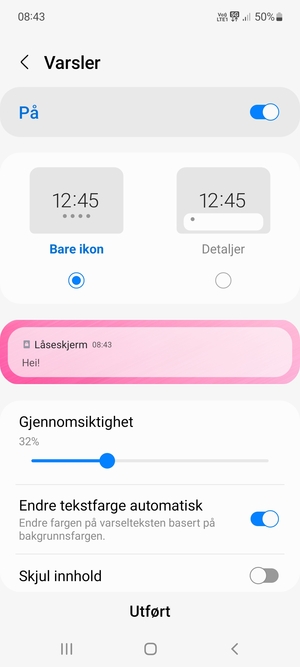Velg ønsket alternativ og velg Utført