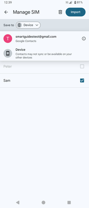 Select your Google account