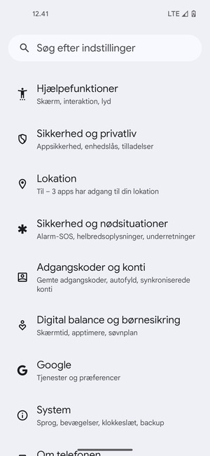 Scroll til og vælg Adgangskoder og konti