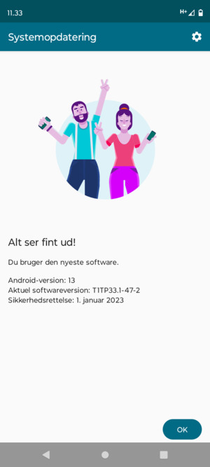 Hvis din telefon er opdateret, vælg OK