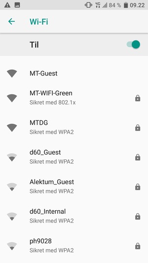 Vælg det trådløse netværk, du ønsker at oprette forbindelse til