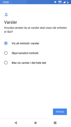 Velg ønsket alternativ og velg FERDIG