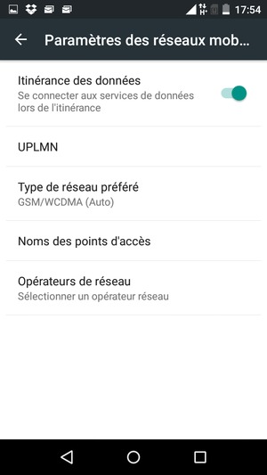 Activer ou désactiver Itinérance des données
