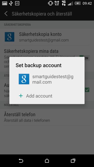 Tryck på ditt säkerhetskopieringskonto