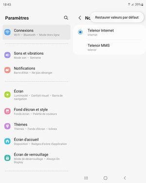 Sélectionnez Restaurer valeurs par défaut