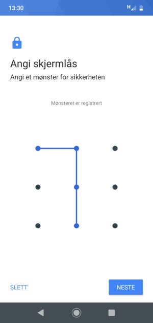 Tegn et opplåsingsmønster og velg NESTE