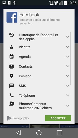 Sélectionnez ACCEPTER