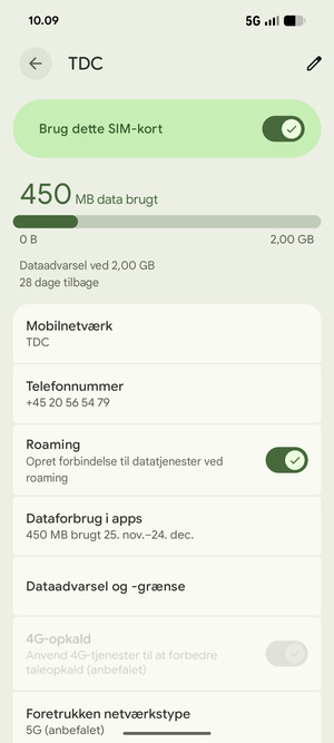 Slå Roaming til eller fra