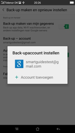Selecteer uw back-up-account