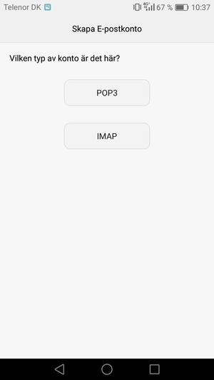 Välj POP3 eller IMAP