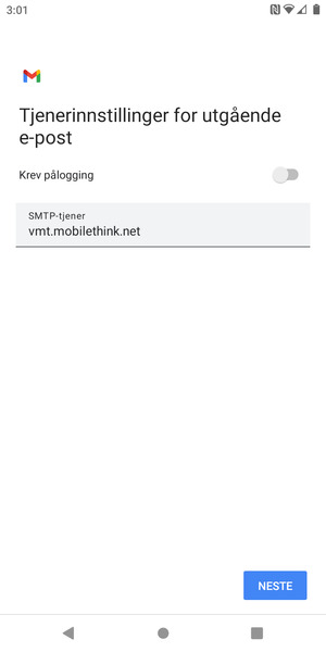 Slå av Krev pålogging og velg NESTE