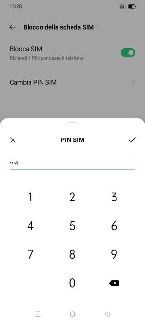 Inserisci Vecchio PIN SIM e seleziona OK
