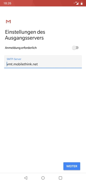 Schalten Sie Anmeldung erforderlich aus und wählen Sie WEITER