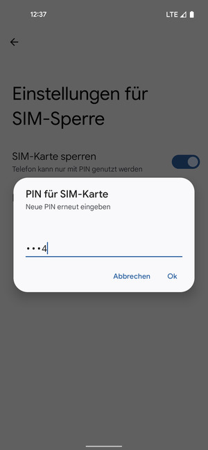 Bestätigen Sie Ihre neue PIN für SIM-Karte und wählen Sie OK