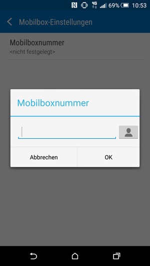 Geben Sie die Voicemail-Nummer ein und wählen Sie OK