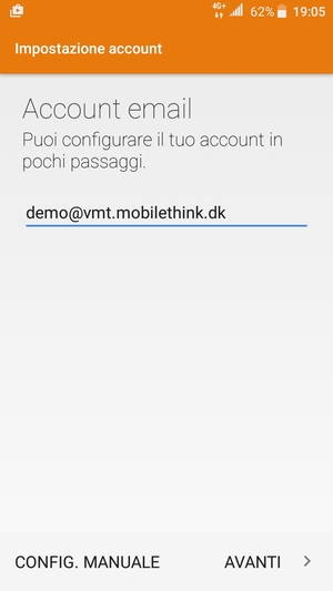 Inserisci il tuo indirizzo email e seleziona AVANTI