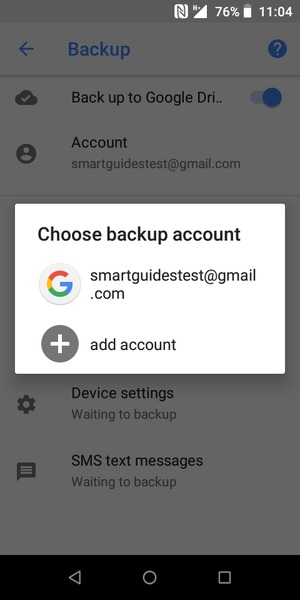Select your backup account
