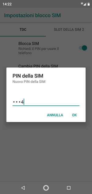 Inserisci Nuovo PIN della SIM e seleziona OK