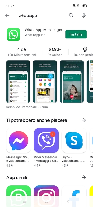 Seleziona l'applicazione