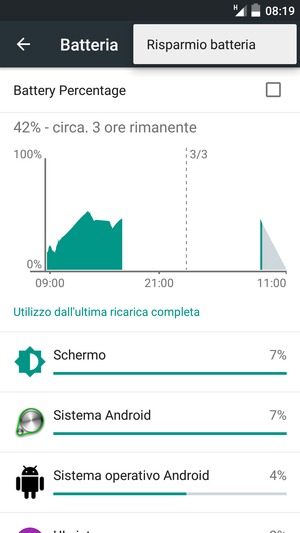 Seleziona Risparmio batteria