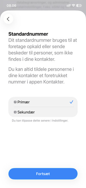Vælg din foretrukne mulighed og vælg Fortsæt
