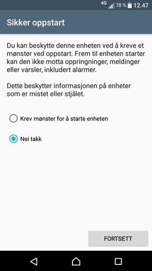 Velg FORTSETT