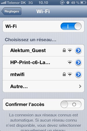 Activer Wi-Fi. Sélectionnez le réseau sans fil auquel vous souhaitez vous connecter