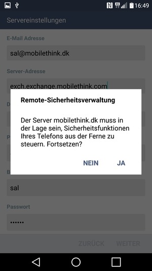 Wählen Sie JA