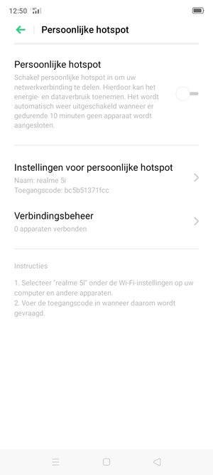 Schakel Persoonlijke hotspot in