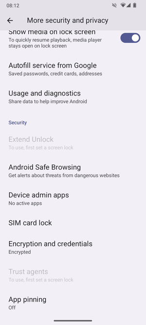 Scroll to and select SIM card lock