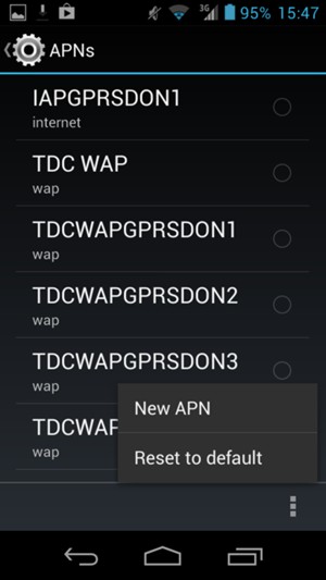 Select the Menu button and select Reset to default